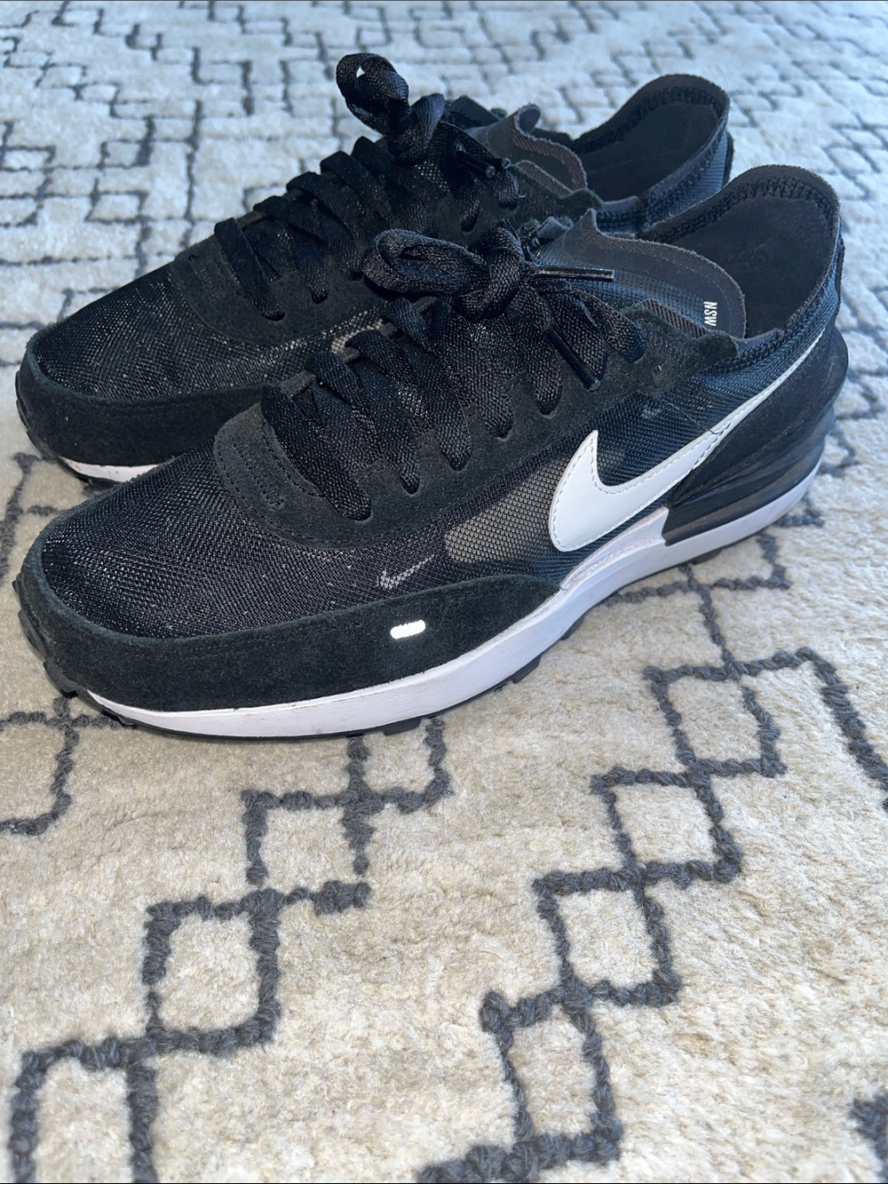 Nike Black & White Mesh Suede Low-Top Sneakers